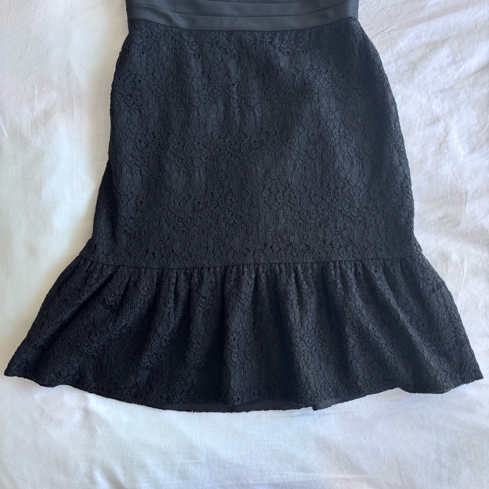 White House Black Market Black Strapless Lace Dress with Waist Band - Picture 2 of 13